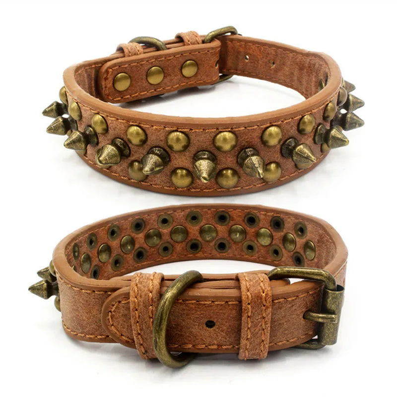 Leather Spiked Collar